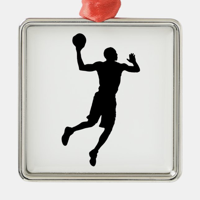 Pop Art Basketball Player Silhouette Julgransprydnad Metall (Framsidan)