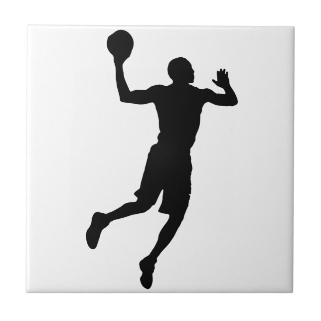 Pop Art Basketball Player Silhouette Kakelplatta (Framsidan)