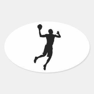 Pop Art Basketball Player Silhouette Ovalt Klistermärke
