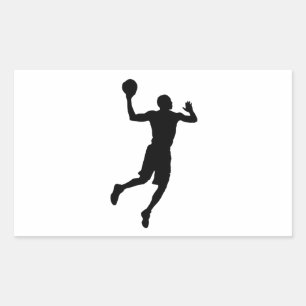 Pop Art Basketball Player Silhouette Rektangulärt Klistermärke