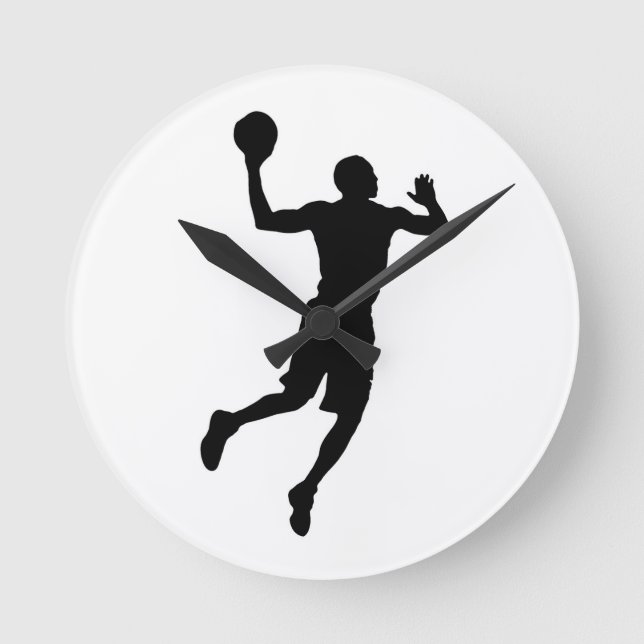 Pop Art Basketball Player Silhouette Rund Klocka (Framsida)
