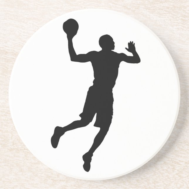 Pop Art Basketball Player Silhouette Underlägg Sandsten (Framsidan)