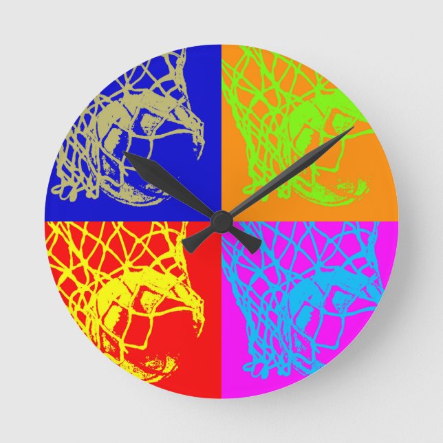 Pop Art Basketball Rund Klocka (Framsida)