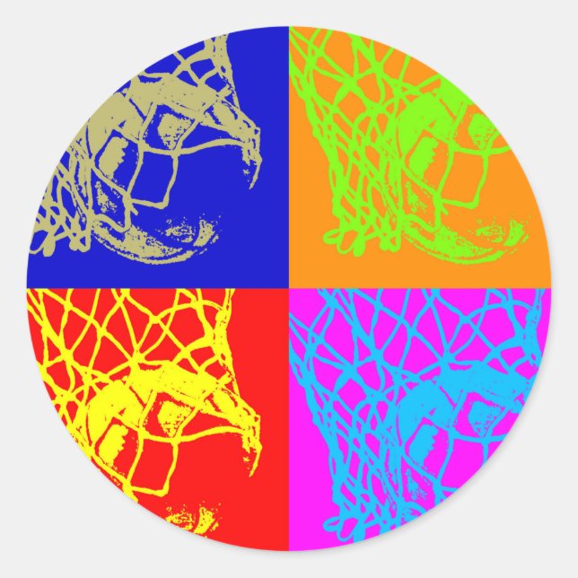Pop Art Basketball Runt Klistermärke (Framsida)