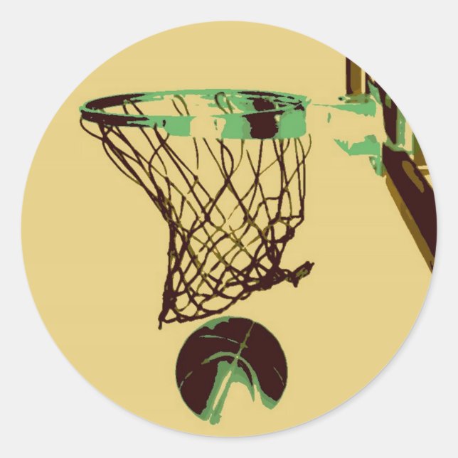 Pop Art Basketball Runt Klistermärke (Framsida)