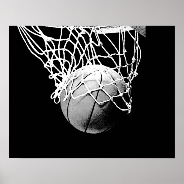 Pop Art Basketboll Ball & Net Printaffisch Poster (Framsidan)