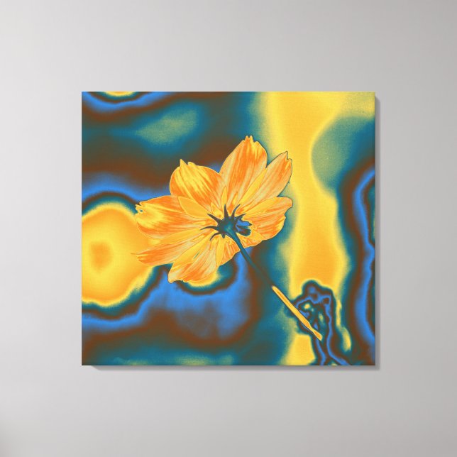 Pop Art Benice Gult Cosmos Flower Canvastryck (Framsida)