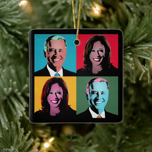 Pop Art Biden Harris Ceramic Ornament (Träd)