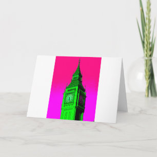 Pop Art Big Ben London Resa Rosa Grön Kort