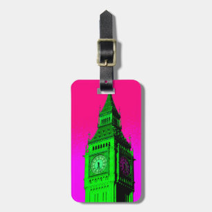 Pop Art Big Ben London Travel Rosa Grönt Bagagebricka