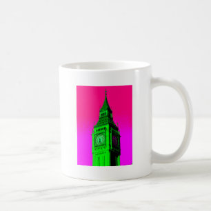 Pop Art Big Ben London Travel Rosa Grönt Kaffemugg