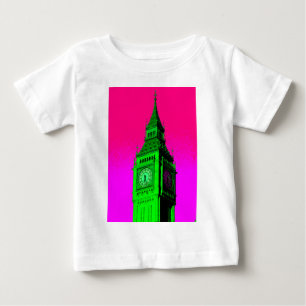 Pop Art Big Ben London Travel Rosa Grönt T-shirt