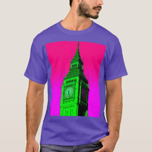 Pop Art Big Ben London Travel Rosa Grönt T Shirt