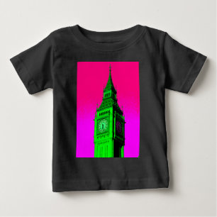 Pop Art Big Ben London Travel Rosa Grönt T-shirt
