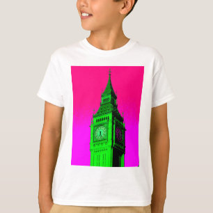 Pop Art Big Ben London Travel Rosa Grönt T Shirt