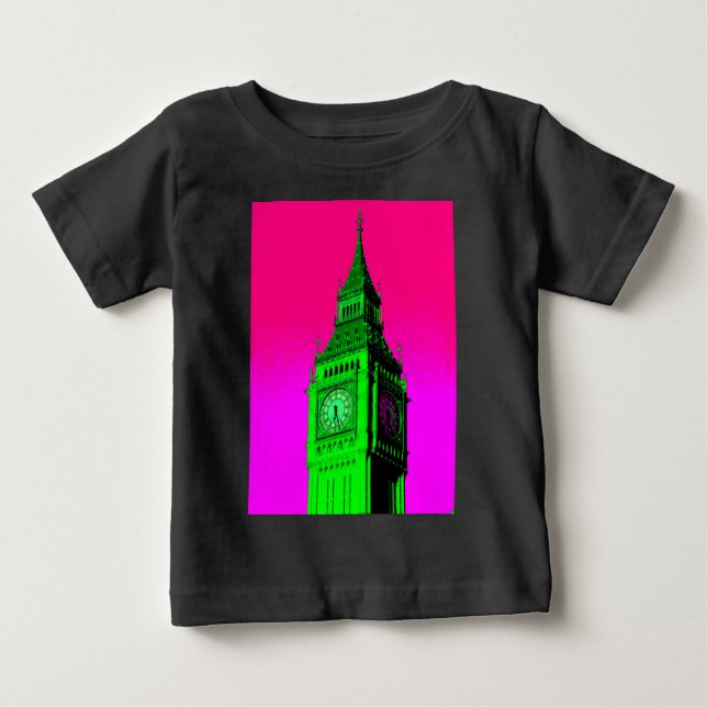 Pop Art Big Ben London Travel Rosa Grönt Tee (Framsida)