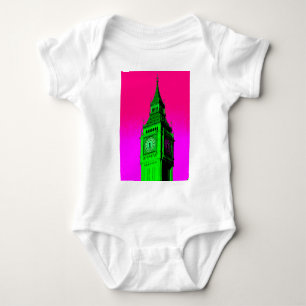 Pop Art Big Ben London Travel Rosa Grönt Tee Shirt