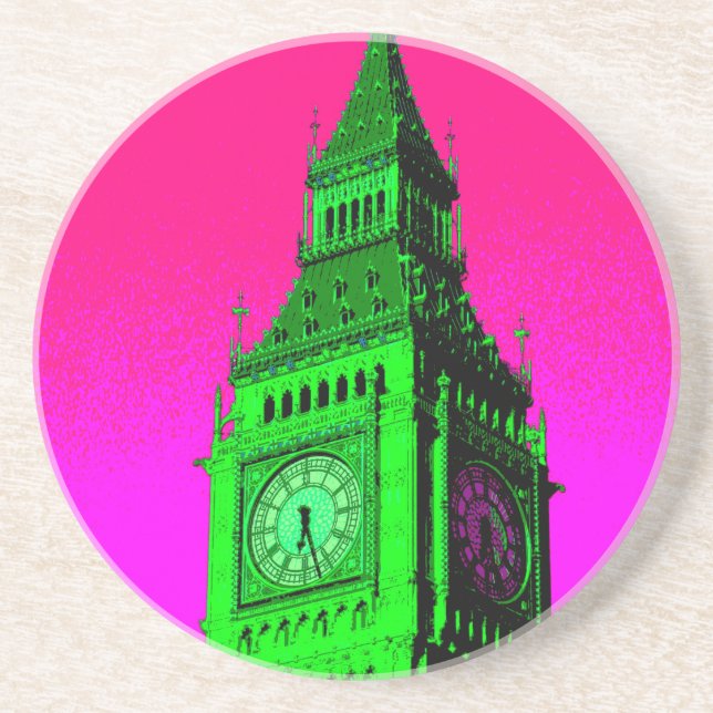 Pop Art Big Ben London Travel Rosa Grönt Underlägg (Framsidan)