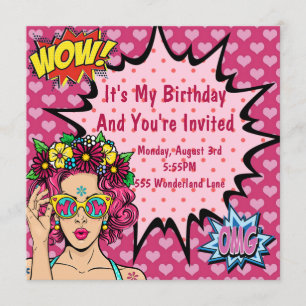 Pop Art Birthday Inbjudningar