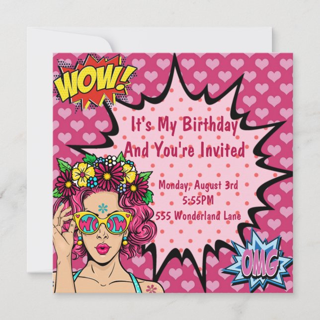 Pop Art Birthday Julkort (Framsida)