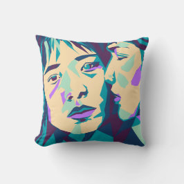 Pop Art | Blå Grönt och cyan | Två kvinnor Kudde