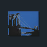 Pop Art Black & Blue Brooklyn Bridge Canvastryck<br><div class="desc">Manhattan Cityscape,  Skyscraper och Byggnad</div>