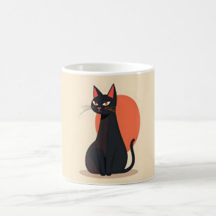 Pop Art Black Cat Orange Sol Kaffemugg