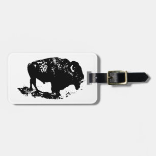 Pop Art Black White Buffalo Bison Silhouette Bagagebricka