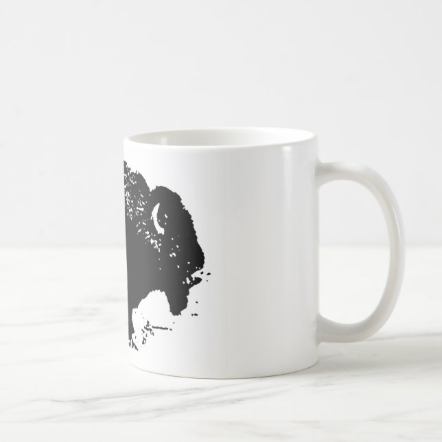 Pop Art Black White Buffalo Bison Silhouette Kaffemugg (Höger)