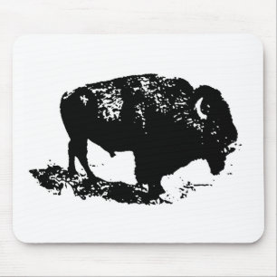 Pop Art Black White Buffalo Bison Silhouette Musmatta