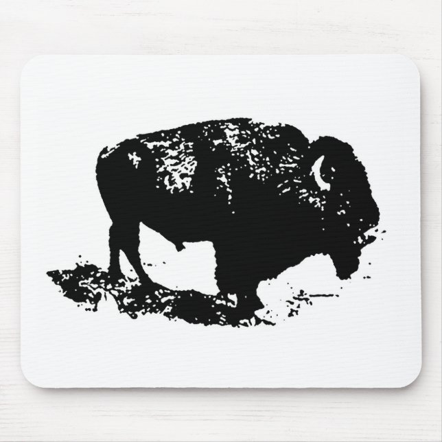 Pop Art Black White Buffalo Bison Silhouette Musmatta (Framsidan)