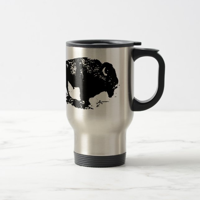 Pop Art Black White Buffalo Bison Silhouette Resemugg (Höger)