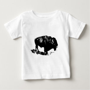 Pop Art Black White Buffalo Bison Silhouette Tee