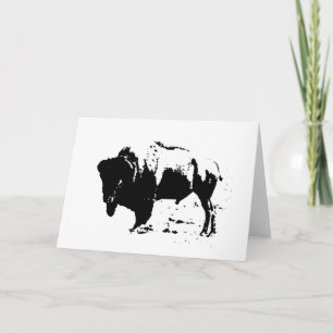 Pop Art Black & White Buffalo Silhouette Helgkort
