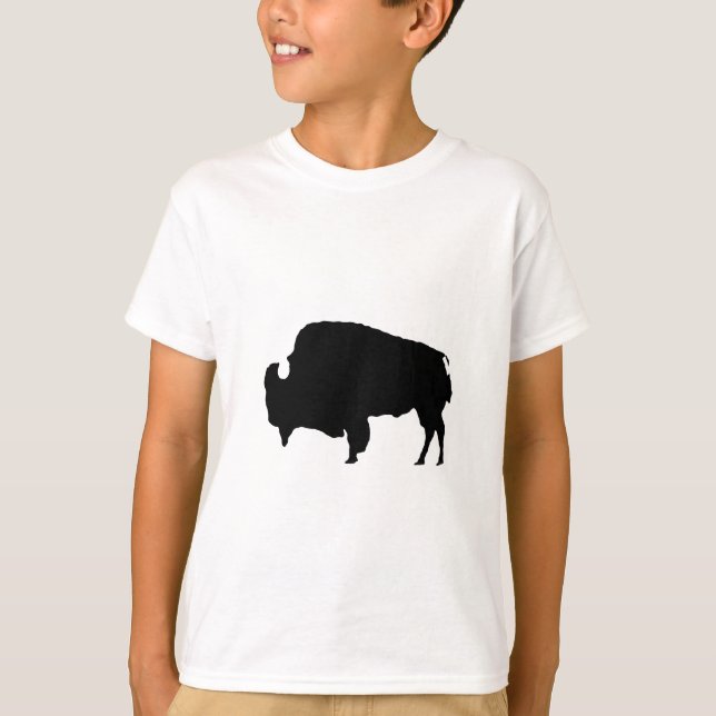 Pop Art Black & White Buffalo Silhouette T Shirt (Framsida)