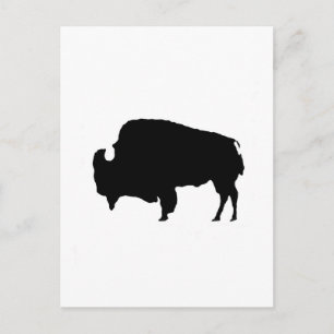 Pop Art Black & White Buffalo Silhouette Vykort