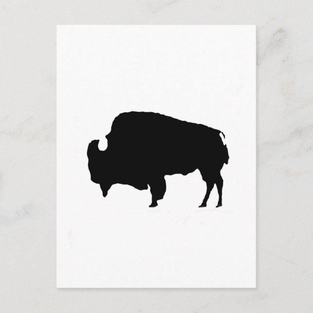Pop Art Black & White Buffalo Silhouette Vykort (Framsida)