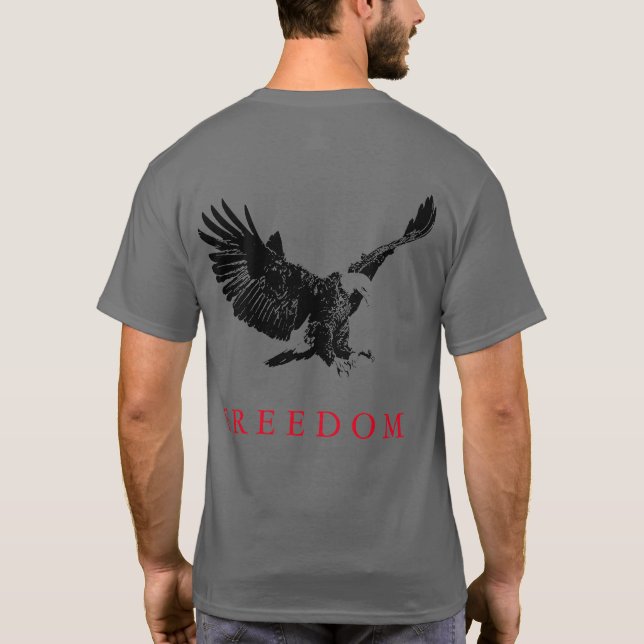 Pop Art Black White Freedom Eagle Landing T Shirt (Baksida)