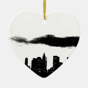 Pop Art Black White NYC New York City Julgransprydnad Keramik