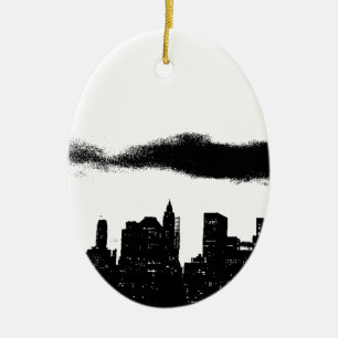 Pop Art Black White NYC New York City Julgransprydnad Keramik