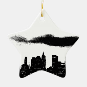 Pop Art Black White NYC New York City Julgransprydnad Keramik