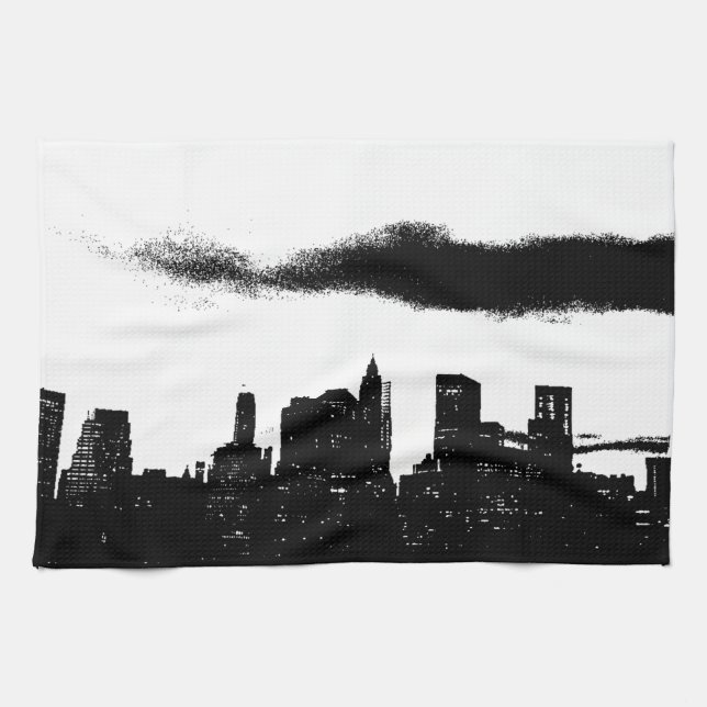 Pop Art Black White NYC New York City Kökshandduk (Horisontell)