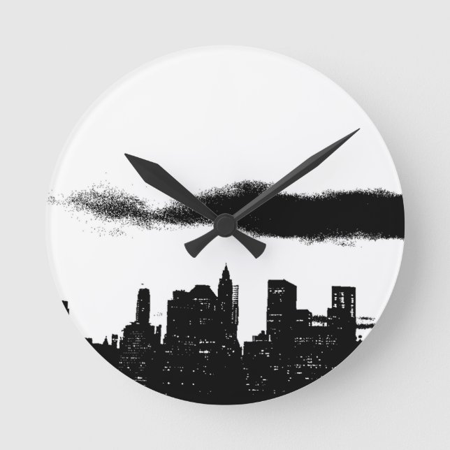Pop Art Black White NYC New York City Rund Klocka (Framsida)