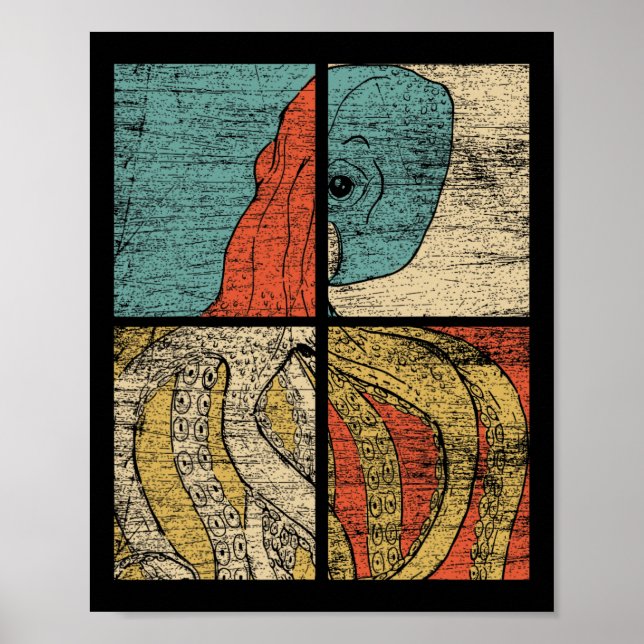 Pop Art bläckfisk, bläckfisk Poster (Framsidan)
