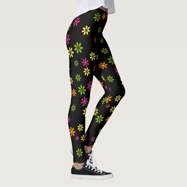 Pop Art Blommor sömlöst mönster + dina idéer Leggings (Höger)