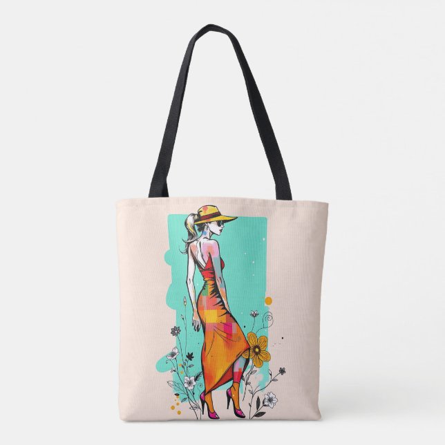 Pop Art Botanisk Dröm Totebag 🌈🌼 Tygkasse (Baksida)