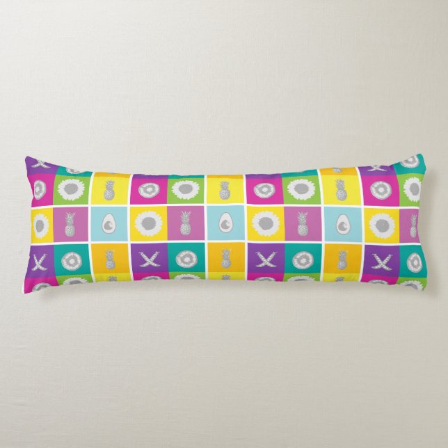 Pop Art Botaniska och fruktbärande kroppsbyggnad Kroppskudde (Framsidan)