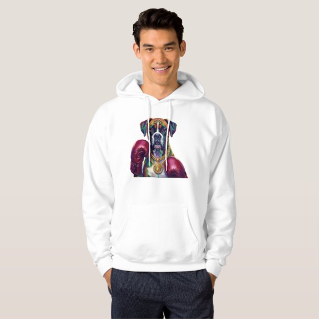 Pop Art Boxer Dog Boxing front and back print Hoodie (Hel framsida)