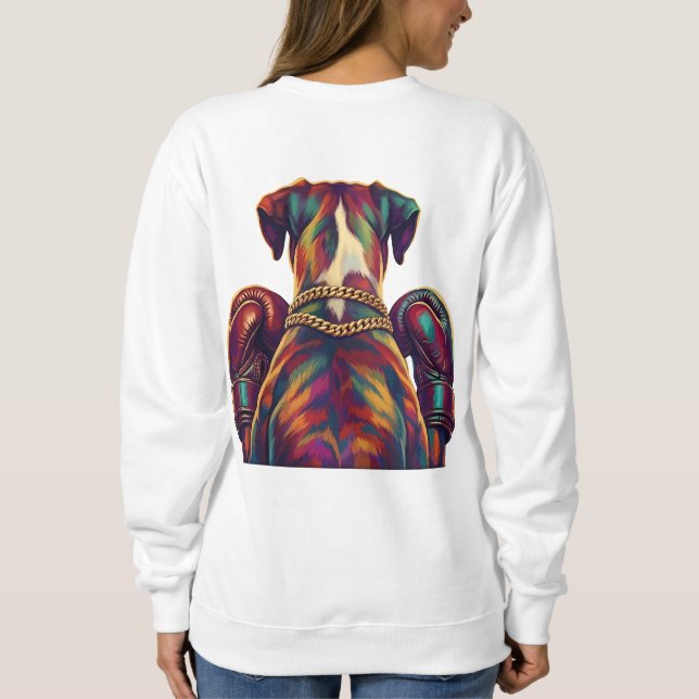 Pop Art Boxer Dog Boxing front and back print T Shirt (Baksida)