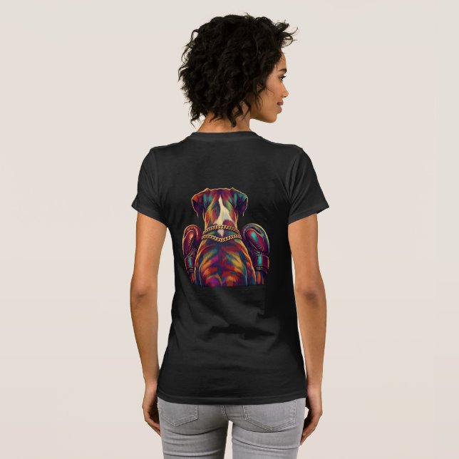 Pop Art Boxer Dog Boxing front and back print T Shirt (Hel baksida)